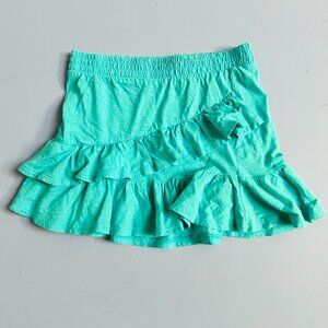 Zara Girls Mini Skirt Light Blue Ruffled Aqua Blue Mini Skirt Elastic Waist